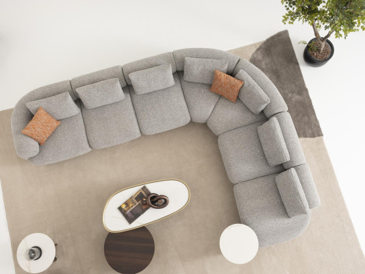 Moderner grauer Wohnzimmer Set aus Stoff und Holz