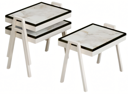 Weißes Holz Couchtisch-Set im modernen Design