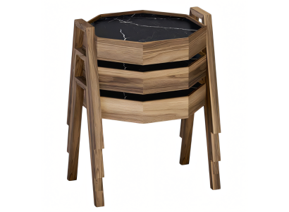 Elegantes schwarzes Holz Couchtisch-Set modern und robust