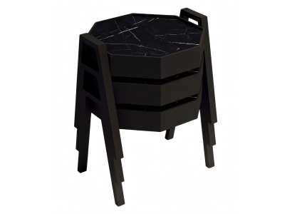 Schwarzes Holz Couchtisch-Set Modern Elegant Wohnzimmermöbel