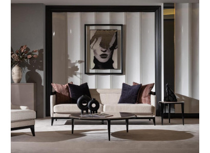 Moderner weißer 3-Sitzer Stoffsofa mit Holzrahmen