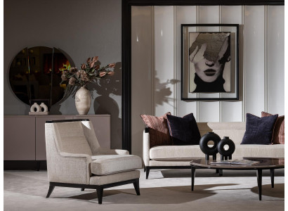 Moderner weißer Textil-Sessel aus Holz für Wohnzimmer