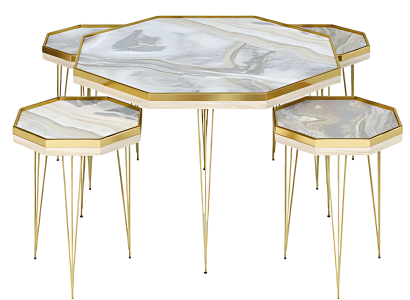 Wohnzimmer-Set Grau und Gold aus Edelstahl und MDF modern und elegant