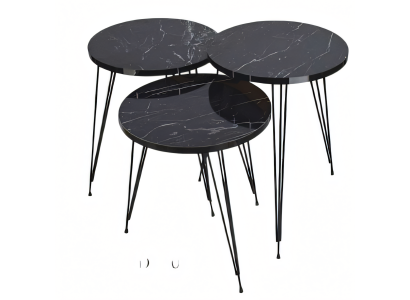 Elegantes schwarzes Couchtisch-Set aus Holz und Metall