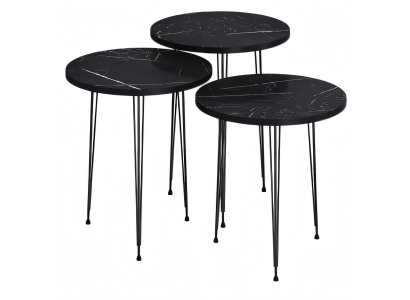 Elegantes schwarzes Couchtisch-Set aus Holz und Metall