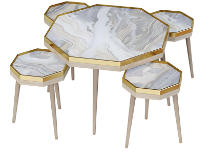 Wohnzimmer-Set Grau Holz Edelstahl modern elegant