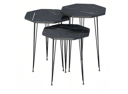 Elegantes schwarzes Couchtisch-Set aus Holz und Metall