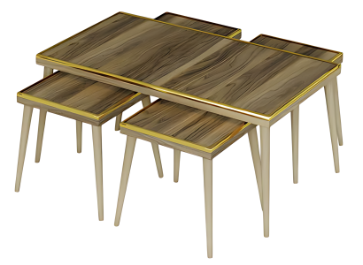 Wohnzimmer-Set Braun Holz Edelstahl Modern Elegant