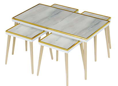 Wohnzimmer-Set Grau aus Holz und Edelstahl modern und stilvoll