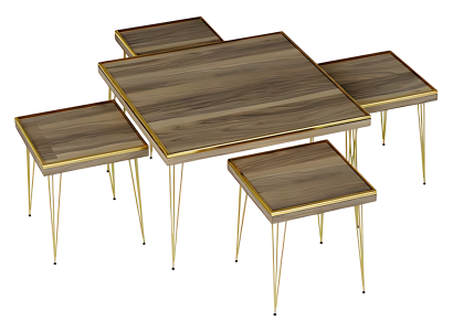 Wohnzimmer-Set Braun aus MDF und Edelstahl modern elegant