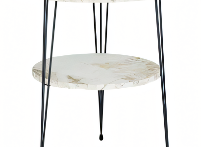 Beistelltisch aus Metall in Beige modern eleganter Wohnstil