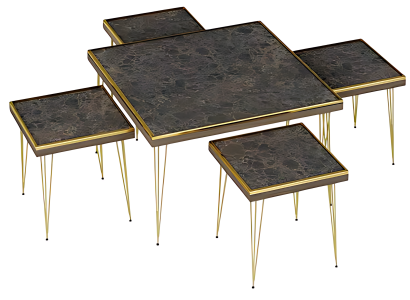 Wohnzimmer-Set in Schwarz aus hochwertigem MDF und Edelstahl