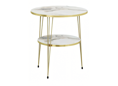 Beistelltisch aus Metall in Beige modern eleganter Wohnstil