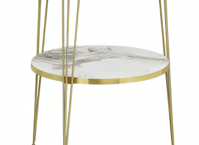 Beistelltisch aus Metall in Beige modern eleganter Wohnstil