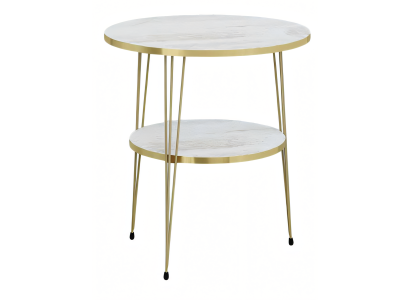 Beistelltisch aus Metall in Beige modern eleganter Wohnzimmertisch