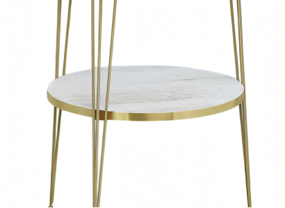 Beistelltisch aus Metall in Beige modern eleganter Wohnzimmertisch