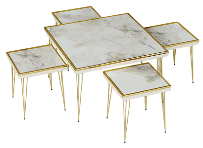 Wohnzimmer-Set in Beige aus MDF und Edelstahl modern und elegant