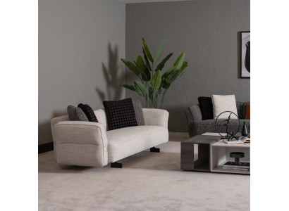 Modernes beiges Textil-Sofa 3-Sitzer aus Holzrahmen