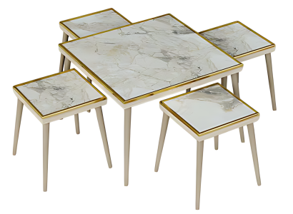 Wohnzimmer-Set in Beige Holz und Edelstahl modern elegant