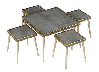 Moderner Wohnzimmer-Set in Grau aus Holz und Edelstahl