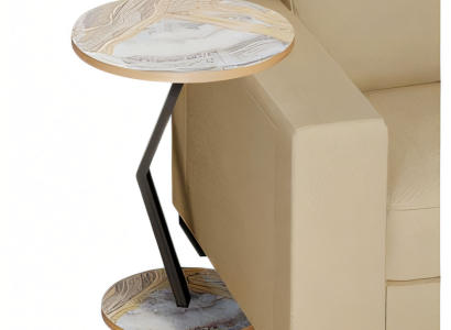 Beistelltisch aus Holz in Beige modern eleganter Wohnzimmertisch