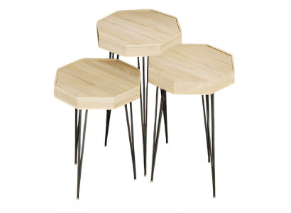 Beistelltisch Holz Beige Elegant Modern
