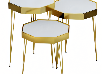 Weiße Holz Beistelltische im minimalistischen Design