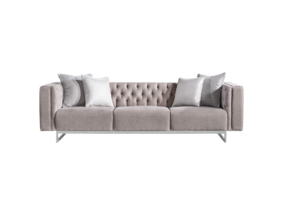 Modernes 4-Sitzer Sofa Beige Textil Holz Rahmen Elegant