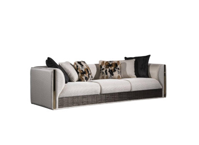 Weißes Holz-Textil 4-Sitzer Sofa im modernen Design