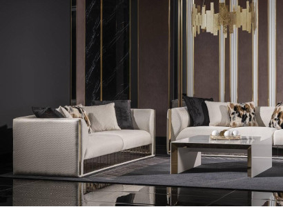 Weißes Holz 3-Sitzer-Sofa modernes Design elegante Optik