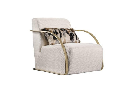 Moderner weißer Textil-Sessel aus Holz für Wohnzimmer