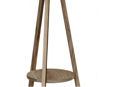 Stehlampe mit Regal aus Holz in Braun modern