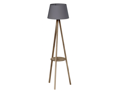 Stehlampe mit Regal aus Holz in Grau modernes Design