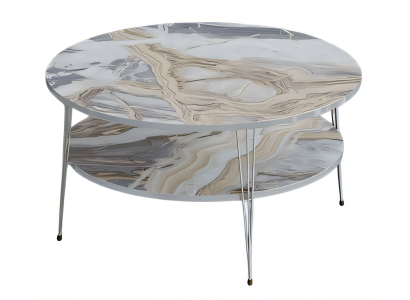 Moderner Mehrfarbiger Couchtisch aus Holz und Edelstahl