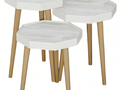 Weiße Holz Beistelltische im modernen Stil, vielseitige Möbelsets