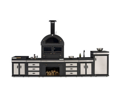 Außenküche in Schwarz aus Edelstahl modern und stilvoll