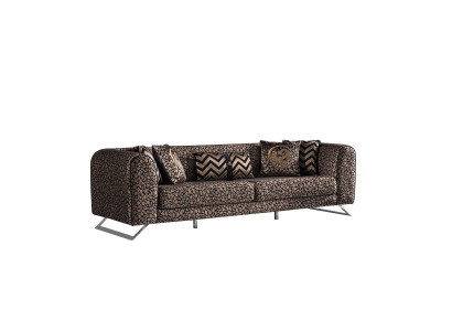 Elegantes braunes 4-Sitzer-Sofa aus Holz und Textil
