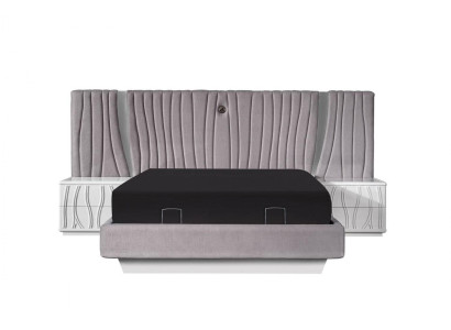 Modern Weißes Holzbett mit Nachttischen im eleganten Design