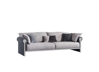 Graues Holz-Textil 4-Sitzer-Sofa modernes Design