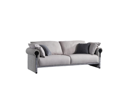 Graues Holz-Textil 3-Sitzer Sofa modern und elegant