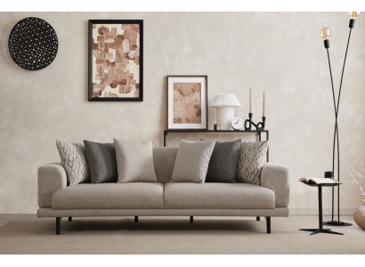 Elegantes beiges 3-Sitzer-Sofa aus Holz mit modernem Design