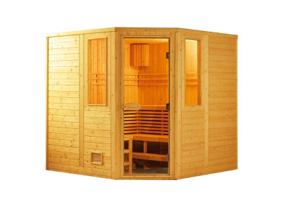 Traditionelle Sauna mit Elektro-Ofen Saunaraum Massivholzsauna Dampfsauna