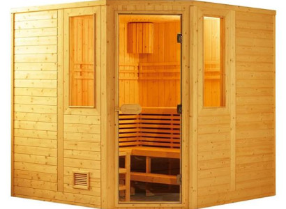 Traditionelle Sauna mit Elektro-Ofen Saunaraum Massivholzsauna Dampfsauna