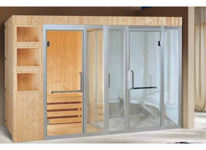 Sauna 2-in-1 Wellnesskabine Duschkabine Multifunktionale Designsauna 300x150 cm