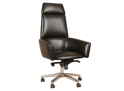 Schwarzer ergonomischer Bürostuhl aus Kunstleder im modernen Design