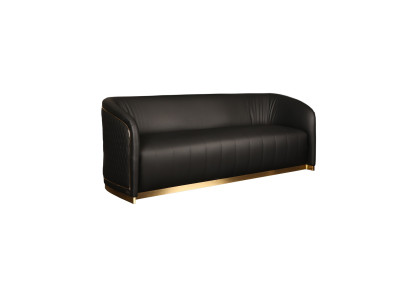 Elegantes schwarzes Leder 3-Sitzer Sofa modernes Design