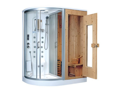 Sauna 2-in-1 Wellnesskabine Duschkabine Massagedusche Wellnesskabine 170x110 cm