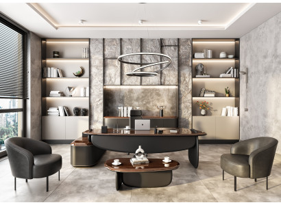 Arbeitszimmer-Set aus Holz in Braun modern stilvoll