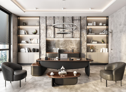 Arbeitszimmer-Set aus Holz in Braun modern stilvoll