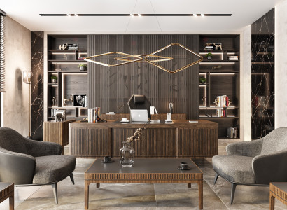 Arbeitszimmer-Set Braun aus Holz modern, stilvoll und funktional